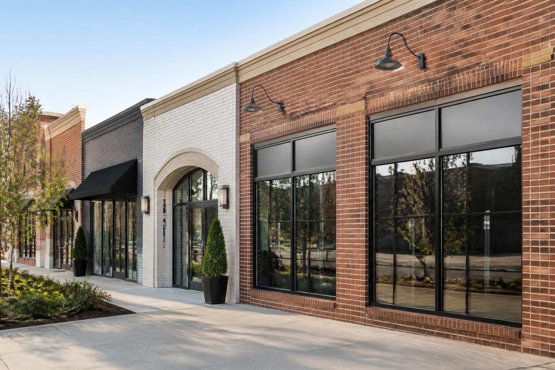 Small commercial building with clean storefront facade