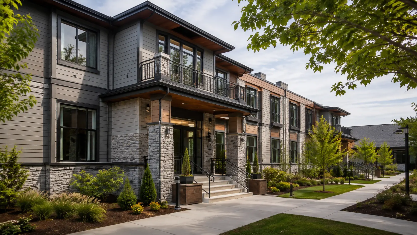 Modern multifamily residential building exterior